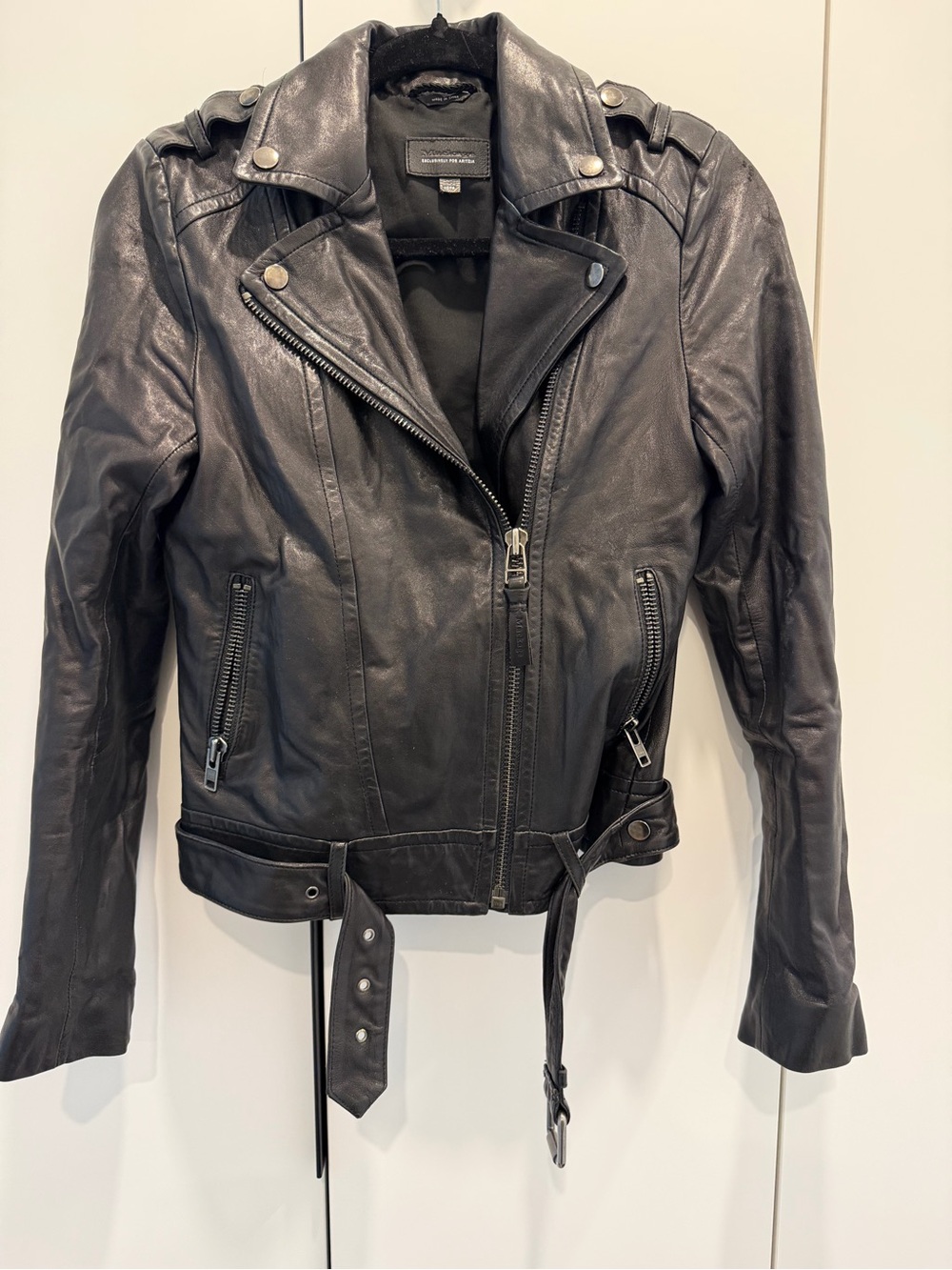 Mackage Black Leather Florcia Moto biker jacket